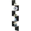 Furinno Rossi 5-Tier Floating Corner Shelf for Wall, Corner Zigzag Shelf Wall Mounted, Radial Wall Mount Shelves, for Home Office, Living Room, Bedroom, Bathroom, White(French Oak Grey/Black)