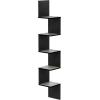 Furinno Rossi 5-Tier Floating Corner Shelf for Wall, Corner Zigzag Shelf Wall Mounted, Radial Wall Mount Shelves, for Home Office, Living Room, Bedroom, Bathroom, White(French Oak Grey/Black)