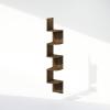 Furinno Rossi 5-Tier Floating Corner Shelf for Wall, Corner Zigzag Shelf Wall Mounted, Radial Wall Mount Shelves, for Home Office, Living Room, Bedroom, Bathroom, White(Columbia Walnut)