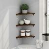 Furinno Rossi 5-Tier Floating Corner Shelf for Wall, Corner Zigzag Shelf Wall Mounted, Radial Wall Mount Shelves, for Home Office, Living Room, Bedroom, Bathroom, White(Amber Pine)