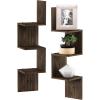 Furinno Rossi 5-Tier Wall Mount Floating Corner Square Shelf, Columbia Walnut(Columbia Walnut)