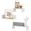 Furinno Rossi Wall Mount Floating Corner Shelf, 5-Tier Radial, Columbia Walnut(Marble White)