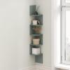 Furinno Rossi Wall Mount Floating Corner Shelf, 5-Tier Radial, Columbia Walnut(Sage Green)