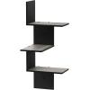 Furinno Rossi Wall Mounted Shelves, 3-Tier Rectangle, Espresso/Black(French Oak)