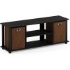 Furinno SIMPLISTIC TV Stand, 3-Tier Entertainment Center, Open Shelf TV Console for TV up to 33 Inch with Bin Drawers, for Living Room, Bedroom, French Oak(Americano/Black/Brown)