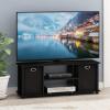 Furinno SIMPLISTIC TV Stand, 3-Tier Entertainment Center, Open Shelf TV Console for TV up to 33 Inch with Bin Drawers, for Living Room, Bedroom, French Oak(Black/Black)