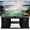 Furinno SIMPLISTIC TV Stand, 3-Tier Entertainment Center, Open Shelf TV Console for TV up to 33 Inch with Bin Drawers, for Living Room, Bedroom, French Oak(Black/Black)