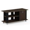 Furinno SIMPLISTIC TV Stand, 3-Tier Entertainment Center, Open Shelf TV Console for TV up to 33 Inch with Bin Drawers, for Living Room, Bedroom, French Oak(Columbia Walnut/Dark Brown)