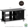 Furinno SIMPLISTIC TV Stand, 3-Tier Entertainment Center, Open Shelf TV Console for TV up to 33 Inch with Bin Drawers, for Living Room, Bedroom, French Oak(Espresso/Black)