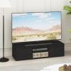 Furinno SIMPLISTIC TV Stand, 3-Tier Entertainment Center, Open Shelf TV Console for TV up to 33 Inch with Bin Drawers, for Living Room, Bedroom, French Oak(Espresso)