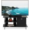 Furinno SIMPLISTIC TV Stand, 3-Tier Entertainment Center, Open Shelf TV Console for TV up to 33 Inch with Bin Drawers, for Living Room, Bedroom, French Oak(Espresso/Black)