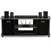 Furinno SIMPLISTIC TV Stand, 3-Tier Entertainment Center, Open Shelf TV Console for TV up to 33 Inch with Bin Drawers, for Living Room, Bedroom, French Oak(French Oak Grey/Black/Black)