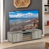 Furinno SIMPLISTIC TV Stand, 3-Tier Entertainment Center, Open Shelf TV Console for TV up to 33 Inch with Bin Drawers, for Living Room, Bedroom, French Oak(French Oak Grey)