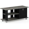 Furinno SIMPLISTIC TV Stand, 3-Tier Entertainment Center, Open Shelf TV Console for TV up to 33 Inch with Bin Drawers, for Living Room, Bedroom, French Oak(French Oak/Black)