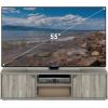 Furinno SIMPLISTIC TV Stand, 3-Tier Entertainment Center, Open Shelf TV Console for TV up to 33 Inch with Bin Drawers, for Living Room, Bedroom, French Oak(French Oak Grey)
