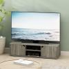 Furinno SIMPLISTIC TV Stand, 3-Tier Entertainment Center, Open Shelf TV Console for TV up to 33 Inch with Bin Drawers, for Living Room, Bedroom, French Oak(French Oak Grey)