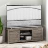 Furinno SIMPLISTIC TV Stand, 3-Tier Entertainment Center, Open Shelf TV Console for TV up to 33 Inch with Bin Drawers, for Living Room, Bedroom, French Oak(Rustic Oak)