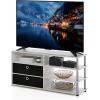 Furinno SIMPLISTIC TV Stand, 3-Tier Entertainment Center, Open Shelf TV Console for TV up to 33 Inch with Bin Drawers, for Living Room, Bedroom, French Oak(White Oak)