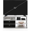 Furinno SIMPLISTIC TV Stand, 3-Tier Entertainment Center, Open Shelf TV Console for TV up to 33 Inch with Bin Drawers, for Living Room, Bedroom, French Oak(White Oak)