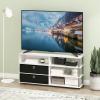 Furinno SIMPLISTIC TV Stand, 3-Tier Entertainment Center, Open Shelf TV Console for TV up to 33 Inch with Bin Drawers, for Living Room, Bedroom, French Oak(White Oak)