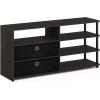 Furinno SIMPLISTIC TV Stand, 3-Tier Entertainment Center, Open Shelf TV Console for TV up to 33 Inch with Bin Drawers, for Living Room, Bedroom, French Oak(Walnut/Black)