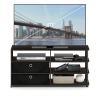 Furinno SIMPLISTIC TV Stand, 3-Tier Entertainment Center, Open Shelf TV Console for TV up to 33 Inch with Bin Drawers, for Living Room, Bedroom, French Oak(Walnut/Black)