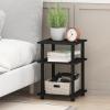 Furinno TURN-N-TUBE Side Table, 3-Tier End Table, Open Shelves Nightstand, Night Stand, Bedside Table, Easy Assembly, for Living Room, Bedroom, Blackwood | Easy Assembly, Multipurpose(Blackwood)