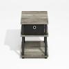 Furinno TURN-N-TUBE Side Table, 3-Tier End Table, Open Shelves Nightstand, Night Stand, Bedside Table, Easy Assembly, for Living Room, Bedroom, Blackwood | Easy Assembly, Multipurpose(Grey Oak/Black/Black)