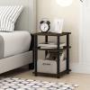 Furinno TURN-N-TUBE Side Table, 3-Tier End Table, Open Shelves Nightstand, Night Stand, Bedside Table, Easy Assembly, for Living Room, Bedroom, Blackwood | Easy Assembly, Multipurpose(Columbia Walnut/Black)