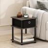 Furinno TURN-N-TUBE Side Table, 3-Tier End Table, Open Shelves Nightstand, Night Stand, Bedside Table, Easy Assembly, for Living Room, Bedroom, Blackwood | Easy Assembly, Multipurpose(Grey Oak/Black/Black)