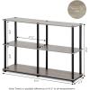 Furinno TURN-N-TUBE Storage Shelves, 3-Tier 47.4 Wide Book Shelf, Corner Shelf, Toolless Open Shelves, for Organization and Storage, Living Room, Garage, Home Office, Espresso(French Oak Grey/Black)