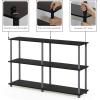 Furinno TURN-N-TUBE Storage Shelves, 3-Tier 47.4 Wide Book Shelf, Corner Shelf, Toolless Open Shelves, for Organization and Storage, Living Room, Garage, Home Office, Espresso(Black/Grey)