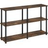 Furinno TURN-N-TUBE Storage Shelves, 3-Tier 47.4 Wide Book Shelf, Corner Shelf, Toolless Open Shelves, for Organization and Storage, Living Room, Garage, Home Office, Espresso(Amber Pine/Black)