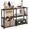 Furinno TURN-N-TUBE Storage Shelves, 3-Tier 47.4 Wide Book Shelf, Corner Shelf, Toolless Open Shelves, for Organization and Storage, Living Room, Garage, Home Office, Espresso(Walnut Cove)