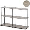 Furinno TURN-N-TUBE Storage Shelves, 3-Tier 47.4 Wide Book Shelf, Corner Shelf, Toolless Open Shelves, for Organization and Storage, Living Room, Garage, Home Office, Espresso(French Oak Grey/Black)