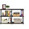 Furinno TURN-N-TUBE Storage Shelves, 3-Tier 47.4 Wide Book Shelf, Corner Shelf, Toolless Open Shelves, for Organization and Storage, Living Room, Garage, Home Office, Espresso(Black/Grey)