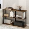 Furinno TURN-N-TUBE Storage Shelves, 3-Tier 47.4 Wide Book Shelf, Corner Shelf, Toolless Open Shelves, for Organization and Storage, Living Room, Garage, Home Office, Espresso(Amber Pine/Black)
