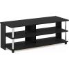 Furinno TURN-S-TUBE Shoe Rack, 3-Tier Shoe Organizer, Shoe Storage Rack with No Tools Assembly, 11.6 x 47.2 x 15.4, for Closet Entryway, Office, Garage, Espresso/Black(Americano/Stainless Steel)