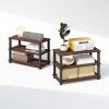 Furinno TURN-S-TUBE Shoe Rack, 3-Tier Shoe Organizer, Shoe Storage Rack with No Tools Assembly, 11.6 x 47.2 x 15.4, for Closet Entryway, Office, Garage, Espresso/Black(Cherry Oak/Black)