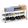 Furinno TURN-S-TUBE Shoe Rack, 3-Tier Shoe Organizer, Shoe Storage Rack with No Tools Assembly, 11.6 x 47.2 x 15.4, for Closet Entryway, Office, Garage, Espresso/Black(White Oak/Stainless Steel)