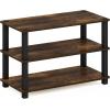 Furinno TURN-S-TUBE Shoe Rack, 3-Tier Shoe Organizer, Shoe Storage Rack with No Tools Assembly, 11.6 x 47.2 x 15.4, for Closet Entryway, Office, Garage, Espresso/Black(Amber Pine/Black)