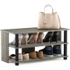 Furinno TURN-S-TUBE Shoe Rack, 3-Tier Shoe Organizer, Shoe Storage Rack with No Tools Assembly, 11.6 x 47.2 x 15.4, for Closet Entryway, Office, Garage, Espresso/Black(French Oak/Black)