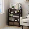 Furinno TURN-S-TUBE Shoe Rack, 3-Tier Shoe Organizer, Shoe Storage Rack with No Tools Assembly, 11.6 x 47.2 x 15.4, for Closet Entryway, Office, Garage, Espresso/Black(Cherry Oak/Black)