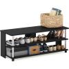Furinno TURN-S-TUBE Shoe Rack, 3-Tier Shoe Organizer, Shoe Storage Rack with No Tools Assembly, 11.6 x 47.2 x 15.4, for Closet Entryway, Office, Garage, Espresso/Black(Americano/Stainless Steel)