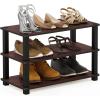 Furinno TURN-S-TUBE Shoe Rack, 3-Tier Shoe Organizer, Shoe Storage Rack with No Tools Assembly, 11.6 x 47.2 x 15.4, for Closet Entryway, Office, Garage, Espresso/Black(Dark Cherry/Black)