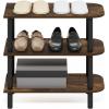 Furinno TURN-S-TUBE Shoe Rack, 3-Tier Shoe Organizer, Shoe Storage Rack with No Tools Assembly, 11.6 x 47.2 x 15.4, for Closet Entryway, Office, Garage, Espresso/Black(Amber Oak/Black)