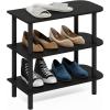 Furinno TURN-S-TUBE Shoe Rack, 3-Tier Shoe Organizer, Shoe Storage Rack with No Tools Assembly, 11.6 x 47.2 x 15.4, for Closet Entryway, Office, Garage, Espresso/Black(Dark Espresso/Black)