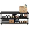 Furinno TURN-S-TUBE Shoe Rack, 3-Tier Shoe Organizer, Shoe Storage Rack with No Tools Assembly, 11.6 x 47.2 x 15.4, for Closet Entryway, Office, Garage, Espresso/Black(Americano/Stainless Steel)