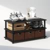 Furinno TURN-S-TUBE Shoe Rack, 3-Tier Shoe Organizer, Shoe Storage Rack with No Tools Assembly, 11.6 x 47.2 x 15.4, for Closet Entryway, Office, Garage, Espresso/Black(Black Oak/Black/Brown)