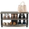 Furinno TURN-S-TUBE Shoe Rack, 3-Tier Shoe Organizer, Shoe Storage Rack with No Tools Assembly, 11.6 x 47.2 x 15.4, for Closet Entryway, Office, Garage, Espresso/Black(French Oak/Black)